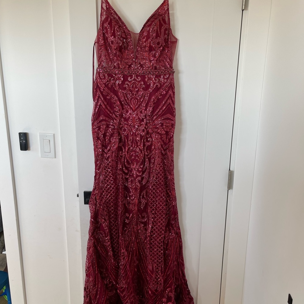 Burgundy/Wine Jovani Style Sparkly Formal Gown